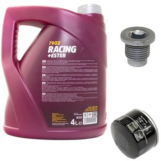 Engineoil set Racing+Ester 10W60 4 liters + Oil Filter SM142 + Oildrainplug 48880