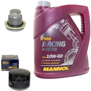 Engineoil set Racing+Ester 10W60 4 liters + Oil Filter SM142 + Oildrainplug 101250
