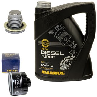 Motorl Set 5W40 Diesel Turbo 5 Liter + lfilter SM142/1 + lablassschraube 101250