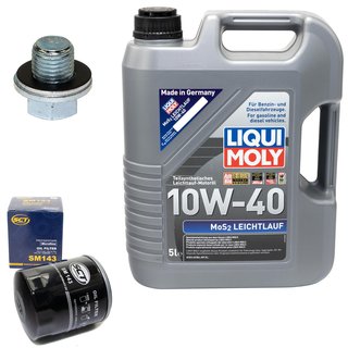 Motoröl Set MOS2 Leichtlauf 10W-40 5 Liter + Ölfilter SM143 + Ölablassschraube 30264