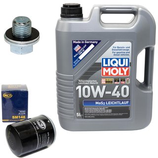 Motoröl Set MOS2 Leichtlauf 10W-40 5 Liter + Ölfilter SM148 + Ölablassschraube 30264