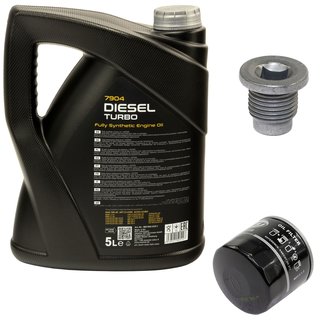 Engine oil set 5W40 Diesel Turbo 5 liters + oil filter SM158 + Oildrainplug 48880