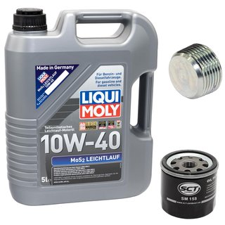 Motoröl Set MOS2 Leichtlauf 10W-40 5 Liter + Ölfilter SM158 + Ölablassschraube 38179