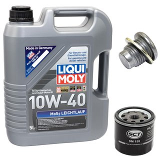 Motoröl Set MOS2 Leichtlauf 10W-40 5 Liter + Ölfilter SM158 + Ölablassschraube 101250