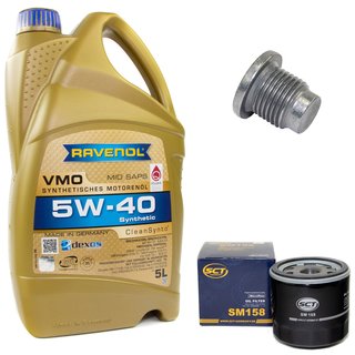 Motorl Set VMO SAE 5W-40 5 Liter + lfilter SM158 + lablassschraube 48880