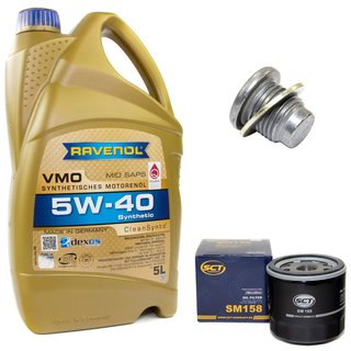 Motoröl Set VMO SAE 5W-40 5 Liter + Ölfilter SM158 + Ölablassschraube 101250