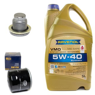 Motoröl Set VMO SAE 5W-40 5 Liter + Ölfilter SM158 + Ölablassschraube 101250