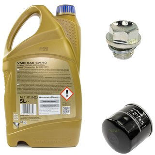 Engineoil set VMO SAE 5W-40 5 liters + Oil Filter SM165 + Oildrainplug 30269