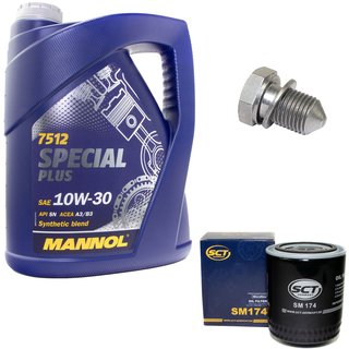 Engineoil set Special Plus 10W30 API SN 5 liters + Oil Filter SM174 + Oildrainplug 48871