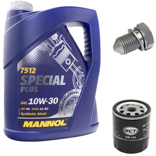 Motorl Set Special Plus 10W-30 API SN 5 Liter + lfilter SM196 + lablassschraube 48871