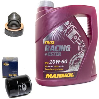 Engineoil set Racing+Ester 10W60 4 liters + Oil Filter SM196 + Oildrainplug 12281