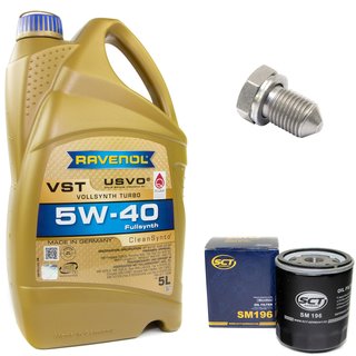 Engineoil set VollSynth Turbo VST SAE 5W-40 5 liters + Oil Filter SM196 + Oildrainplug 15374