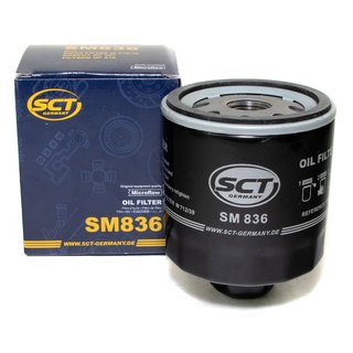 Engine Oil Set 10W-40 5 liters + oil filter SCT SM836 + Oildrainplug 48871