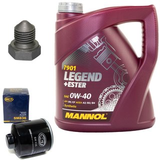 Engine Oil Set 0W-40 4 liters + oil filter SCT SM836 + Oildrainplug 03272