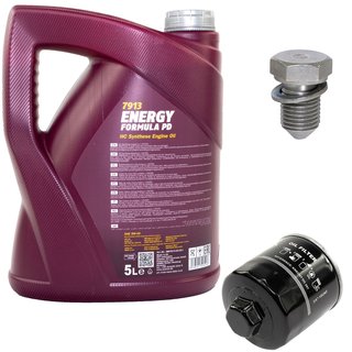 Engine Oil Set 5W-40 5 liters + oil filter SCT SM836 + Oildrainplug 48871