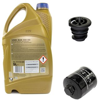 Engineoil set VMO SAE 5W-40 5 liters + Oil Filter SM836 + Oildrainplug 47197