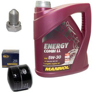 Engine Oil Set 5W-30 4 liters + oil filter SCT SM5084 + Oildrainplug 48871