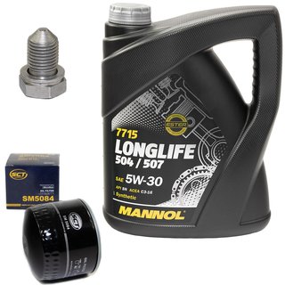 Engineoil set Longlife 5W30 API SN 5 liters + Oil Filter SM5084 + Oildrainplug 48871