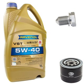 Engineoil set VollSynth Turbo VST SAE 5W-40 5 liters + Oil Filter SM5084 + Oildrainplug 15374