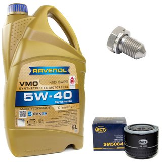 Motoröl Set VMO SAE 5W-40 5 Liter + Ölfilter SM5084 + Ölablassschraube 15374