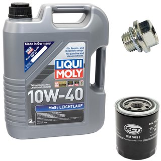 Motoröl Set MOS2 Leichtlauf 10W-40 5 Liter + Ölfilter SM5091 + Ölablassschraube 30269