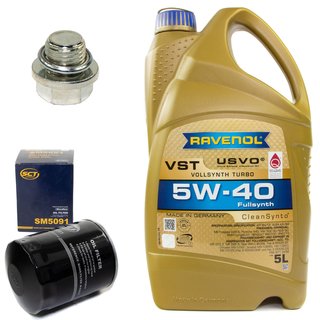 Engineoil set VollSynth Turbo VST SAE 5W-40 5 liters + Oil Filter SM5091 + Oildrainplug 30269