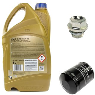Engineoil set VMO SAE 5W-40 5 liters + Oil Filter SM5091 + Oildrainplug 30269