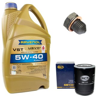 Engineoil set VollSynth Turbo VST SAE 5W-40 5 liters + Oil Filter SM133 + Oildrainplug 12281