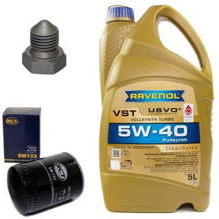 Engineoil set VollSynth Turbo VST SAE 5W-40 5 liters + Oil Filter SM133 + Oildrainplug 03272
