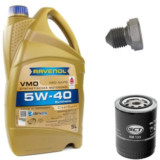 Motoröl Set VMO SAE 5W-40 5 Liter + Ölfilter SM133 + Ölablassschraube 03272