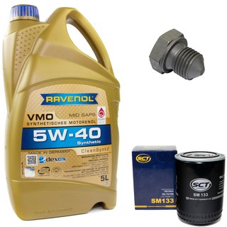Engineoil set VMO SAE 5W-40 5 liters + Oil Filter SM133 + Oildrainplug 03272