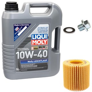 Motoröl Set MOS2 Leichtlauf 10W-40 5 Liter + Ölfilter SH4051P + Ölablassschraube 30264