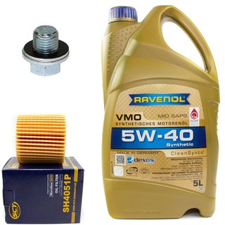 Motoröl Set VMO SAE 5W-40 5 Liter + Ölfilter SH4051P + Ölablassschraube 30264
