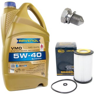 Motoröl Set VMO SAE 5W-40 5 Liter + Ölfilter SH4088L + Ölablassschraube 48871