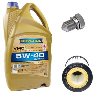 Motoröl Set VMO SAE 5W-40 5 Liter + Ölfilter SH4088L + Ölablassschraube 48871