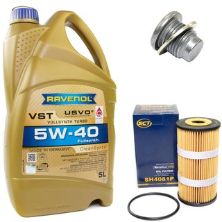 Engineoil set VollSynth Turbo VST SAE 5W-40 5 liters + Oil Filter SH4081P + Oildrainplug 101250