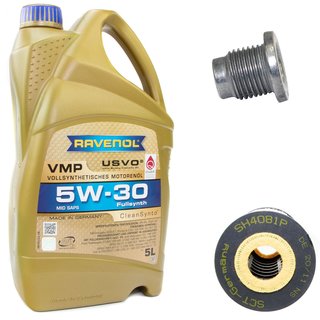 Engineoil set VMP SAE 5W-30 5 liters + Oil Filter SH4081P + Oildrainplug 48880
