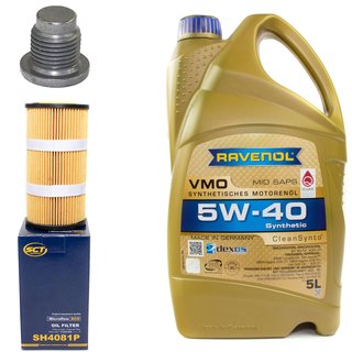 Motoröl Set VMO SAE 5W-40 5 Liter + Ölfilter SH4081P + Ölablassschraube 48880
