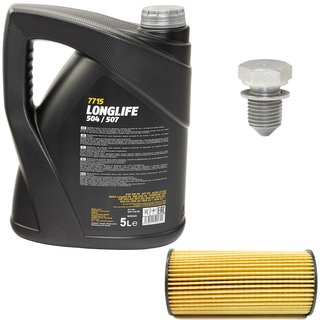 Engineoil set Longlife 5W30 API SN 5 liters + Oil Filter SH4079P + Oildrainplug 15374