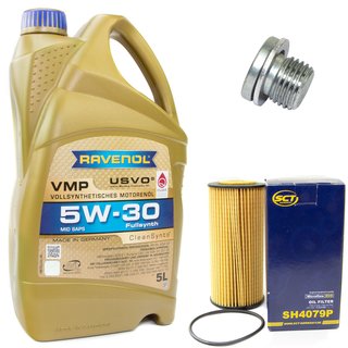 Motoröl Set VMP SAE 5W-30 5 Liter + Ölfilter SH4079P + Ölablassschraube 100497