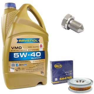 Motoröl Set VMO SAE 5W-40 5 Liter + Ölfilter SH4079P + Ölablassschraube 15374