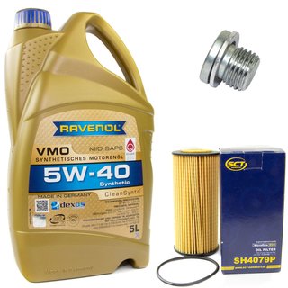 Motorl Set VMO SAE 5W-40 5 Liter + lfilter SH4079P + lablassschraube 100497