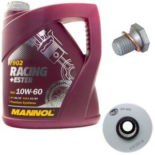 Engineoil set Racing+Ester 10W60 4 liters + Oil Filter SH405 + Oildrainplug 100551