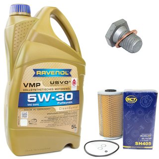 Engineoil set VMP SAE 5W-30 5 liters + Oil Filter SH405 + Oildrainplug 100551