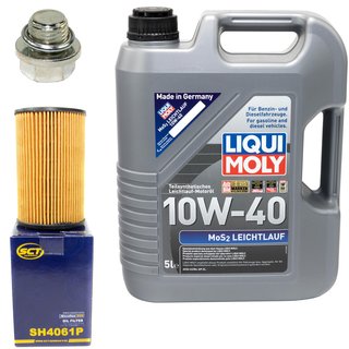 Motoröl Set MOS2 Leichtlauf 10W-40 5 Liter + Ölfilter SH4061P + Ölablassschraube 30269