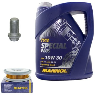 Motorl Set Special Plus 10W-30 API SN 5 Liter + lfilter SH4765 + lablassschraube 08277