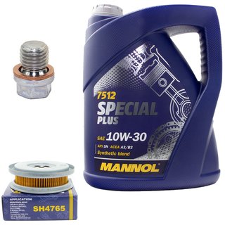 Motoröl Set Special Plus 10W-30 API SN 5 Liter + Ölfilter SH4765 + Ölablassschraube 12341