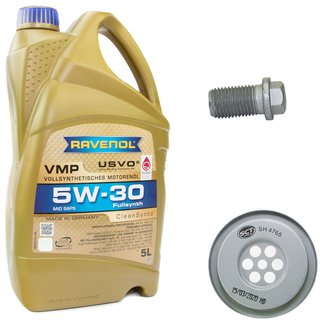 Engineoil set VMP SAE 5W-30 5 liters + Oil Filter SH4765 + Oildrainplug 08277