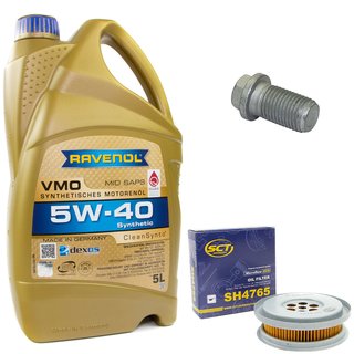 Motoröl Set VMO SAE 5W-40 5 Liter + Ölfilter SH4765 + Ölablassschraube 08277