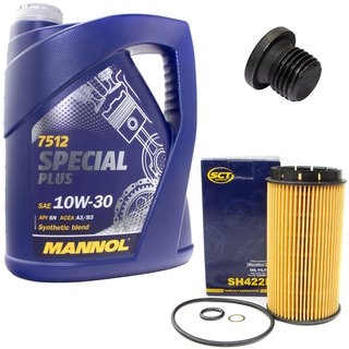 Motoröl Set Special Plus 10W-30 API SN 5 Liter + Ölfilter SH422P + Ölablassschraube 48874